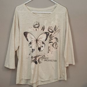 Sonoma 3/4 sleeve tee, cream, size XL